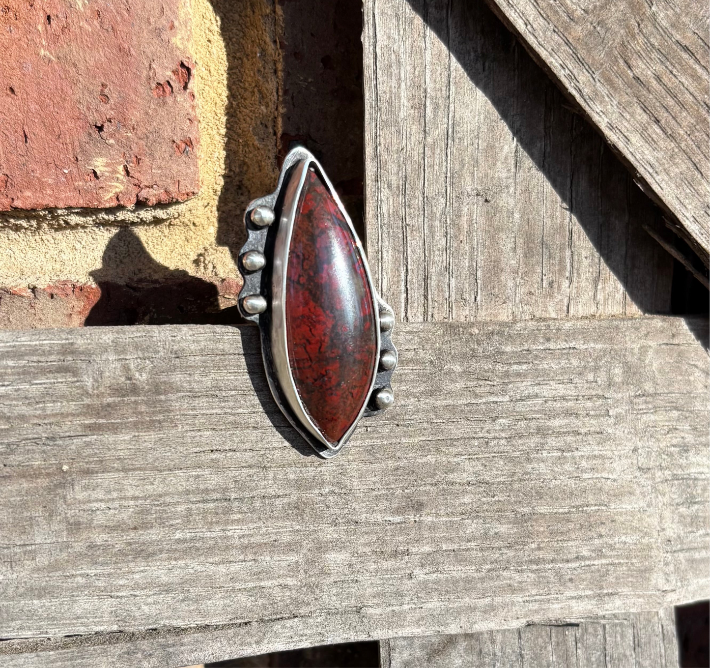 Jasper set in sterling silver ring