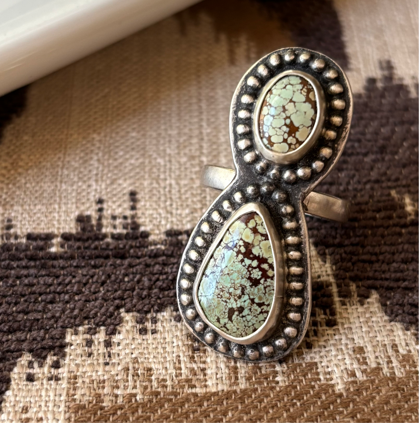 Sterling silver and turquoise adjustable ring 