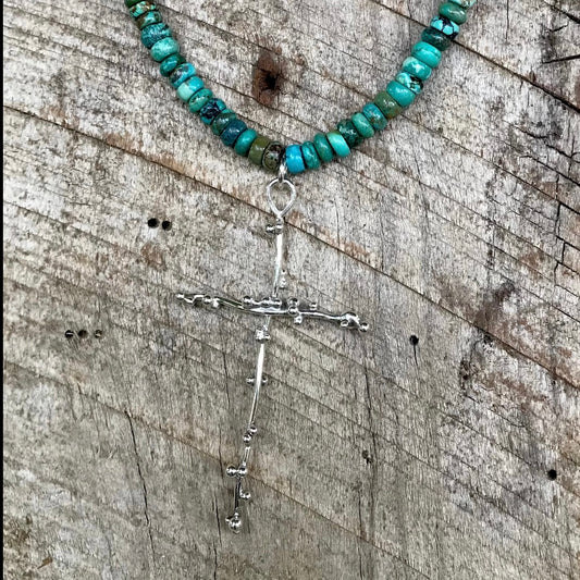 Cross and Turquoise Necklace